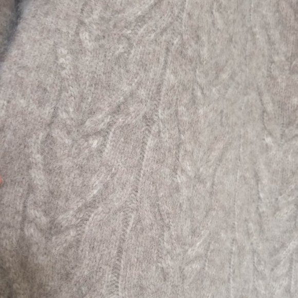 Alysi Soft Shortsleeved Cable-knit Cardigan, Beige, Size S - Picture 9 of 15